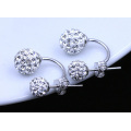 Silver Crystal Disco Ball Shamballa Stud Earrings for Women